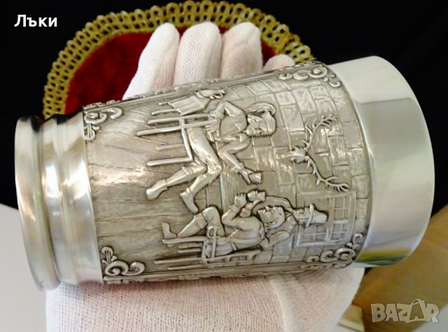 Чаша,халба от калай,ловна тема,350 мл. , снимка 9 - Антикварни и старинни предмети - 37783626