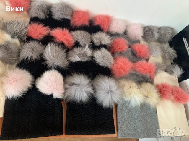 Шапка шапки с естествен пух естествен косъм, снимка 2 - Шапки - 32677070