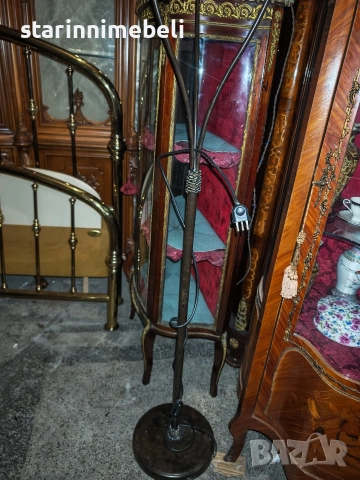 Антикварен лампион с бронзова плетеница, три светлини 180см, снимка 5 - Лампиони - 52917170