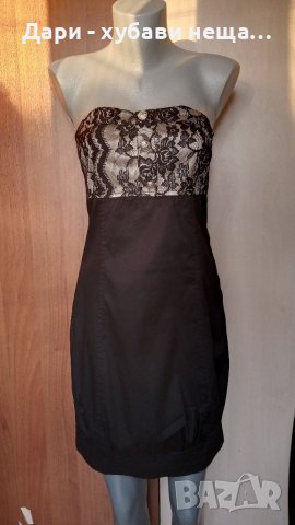 Рокля в черно и златисто - памук с дантела🍀♥️S//M♥️🍀арт.4408