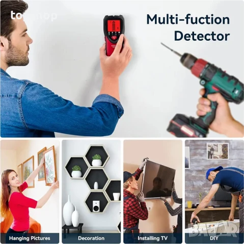 НОВ Stud Finder скенер за стена - метали, кабели, дърво KAIWEETS KES01 за гипсокартон с аларма, снимка 4 - Гедорета - 50502399