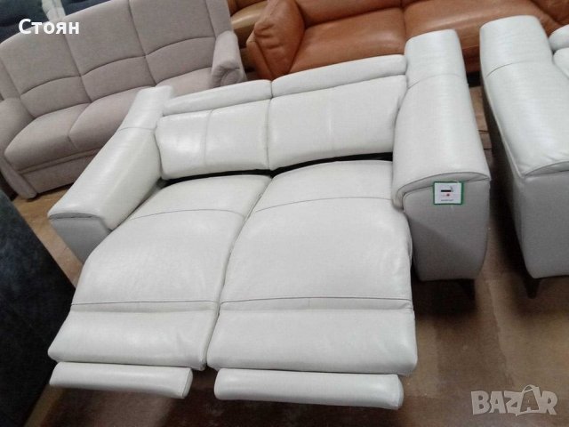 Кожени дивани две двойки светло сиви/кремави с ел.релакс, снимка 8 - Дивани и мека мебел - 39990453
