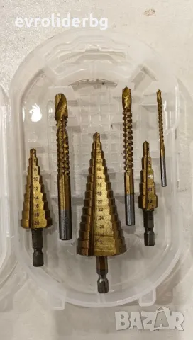 ШОК ЦЕНА!!! СТЪПАЛОВИДНИ/КОНУСНИ И ФРЕЗЕРИ СВРЕДЛА-БУРГИИ 4-32ММ. 6 БРОЯ КОМПЛЕКТ., снимка 4 - Други инструменти - 49191114