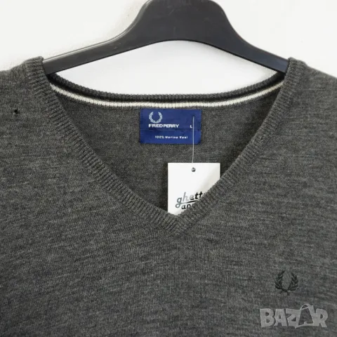 Fred Perry оригинален вълнен пуловер - L, снимка 2 - Пуловери - 47805003