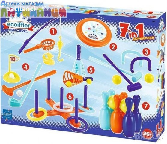 Детски комплект игри 7 в 1 Ecoiffier - Superpack 7600000189, снимка 2 - Игри и пъзели - 38650032