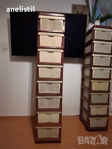 🗄️ ВИСОК ПЛАСТМАСОВ ШКАФ С 8 ДЪЛБОКИ ЧЕКМЕДЖЕТА + КОЛЕЛЦА, снимка 2 - Шкафове - 53218741