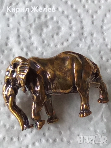 Бронзова фигурка на слон малка  52504, снимка 2 - Колекции - 52589495
