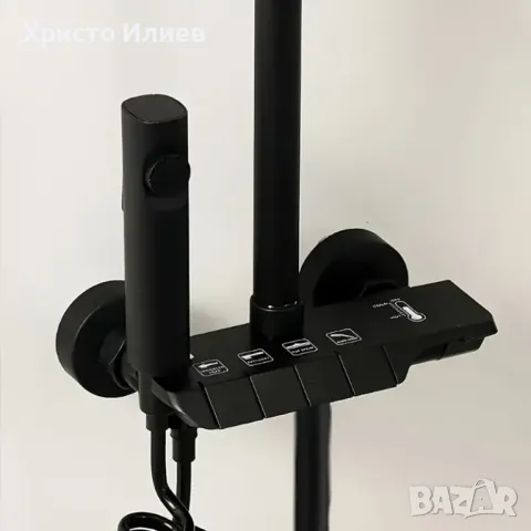 Душ система със стенен термостатен смесител Черен, снимка 5 - Душове - 47955082