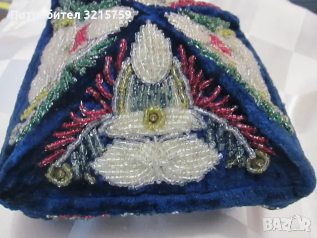 Винтидж ръчно бродирана шапка с мъниста, тюбетейка, снимка 8 - Антикварни и старинни предмети - 49221306