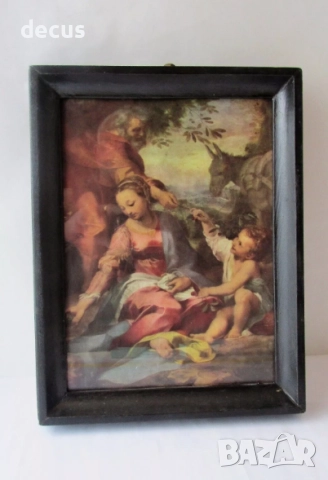 Стара католическа икона на Божието семейство, снимка 6 - Антикварни и старинни предмети - 51463270