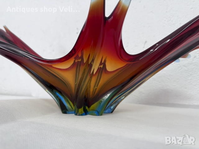 Стъклена купа/фруктиера Murano №7584 , снимка 3 - Антикварни и старинни предмети - 52317033