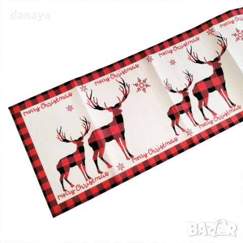 4269 Коледен тишлайфер за маса Merry Christmas, 180x34cm, снимка 9 - Покривки за маси - 43310567