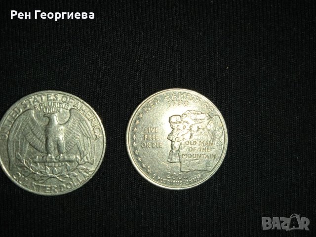 Продавам две монети 1/4 долар от 1985 и 2000 г, снимка 2 - Колекции - 43216044