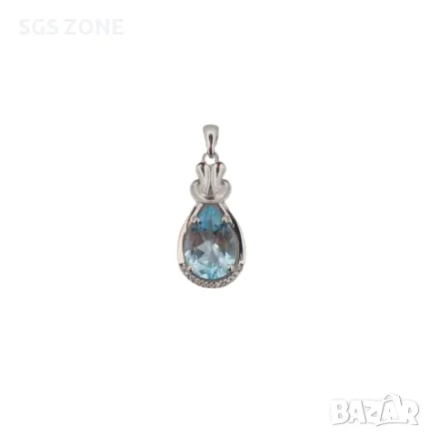 Сребърна Висулка с Небесно Син Топаз, снимка 2 - Колиета, медальони, синджири - 49810815