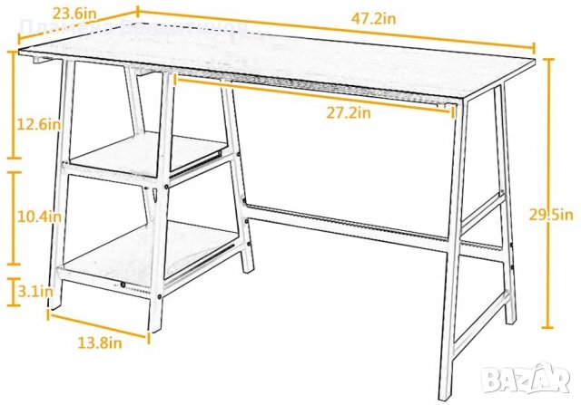 Офис бюро / Компютърно бюро / Ученическо бюро Tplus-120 OAK, снимка 7 - Бюра - 32556378
