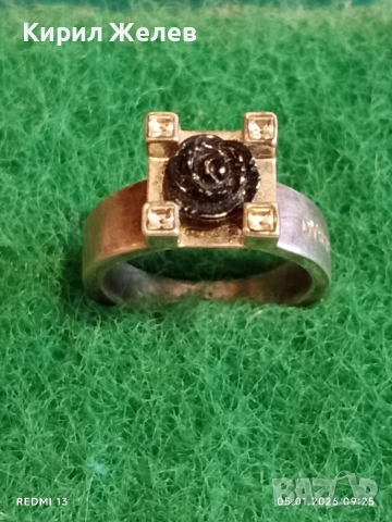 Дизайнерски сребърен пръстен DYRBERG/KERN с декоративна Роза и кристали ювелирна изработка 51799, снимка 2 - Пръстени - 52982463