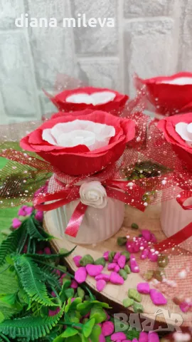 Бюджетен подарък в червено и бяло!!, снимка 5 - Декорация за дома - 48658891