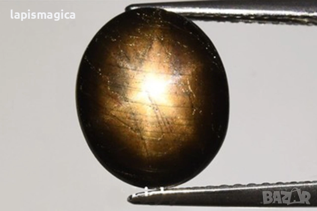 Черен 6-лъчев звезден сапфир 5.66ct нетретиран овален кабошон