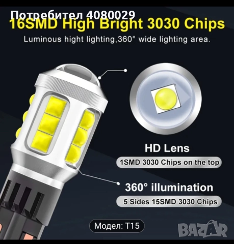 Крушки T15, снимка 3 - Аксесоари и консумативи - 52983651