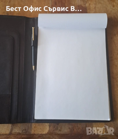 папка луксозна за документи тъмнокафява естествена кожа с химикалка А4, снимка 5 - Ученически пособия, канцеларски материали - 53487073
