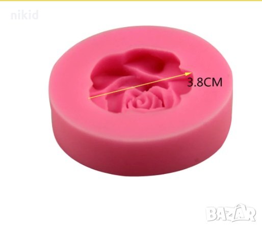 3D роза в кръг 6 см силиконов молд форма украса мъфини фондан торта шоколад и др, снимка 3 - Форми - 16858689