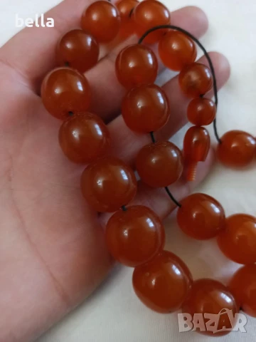 Стар руски  кехлибарен гердан с  кръгли,плътни зърна и обеци кехлибар и сребро ,50 грама, снимка 4 - Антикварни и старинни предмети - 50448762