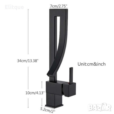 Смесител за мивка  модел водопад, матов, черен, снимка 4 - Други стоки за дома - 52854031