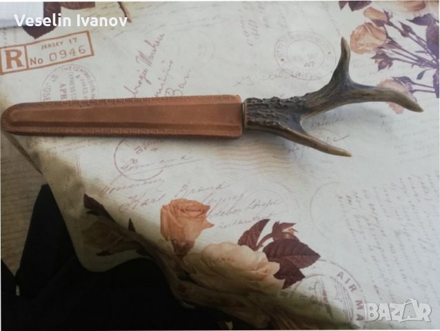 Нож за писма с еленов рог, снимка 1 - Ножове - 36737715