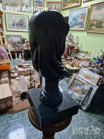 Страхотен антикварен френски бронзов бюст с основа от гранит , снимка 7 - Антикварни и старинни предмети - 48867536