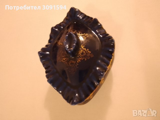 Руска порцеланова купа от кобалт и позлата размер дължина 17см ширина 14см, снимка 10 - Други ценни предмети - 43987744