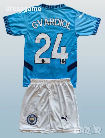 Детско - юношески футболен екип Манчестър Сити Гвардиол комплект Manchester City тениска Gvardiol 