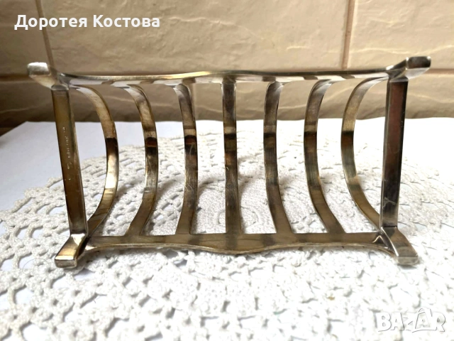 Красива посребрена поставка за 6 филийки от Англия, снимка 9 - Антикварни и старинни предмети - 53332261