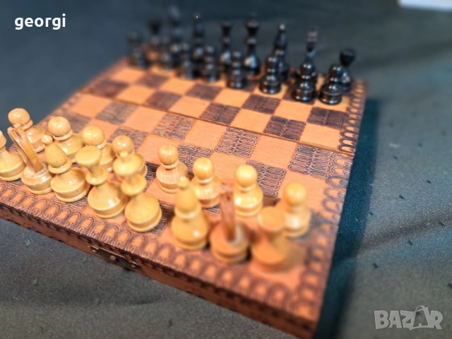 мини дървен шах от соца 30/6, снимка 3 - Шах и табла - 52797715