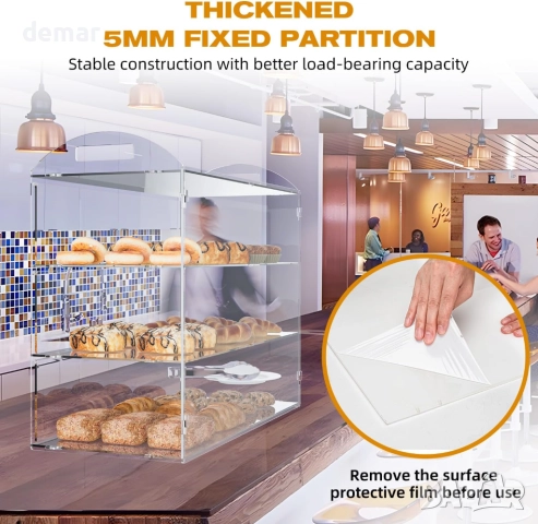 Витрина за пекарни Cityjoy с 3 нива и дръжка, 49,5 Д x 26 Ш x 38 В сантиметра, снимка 3 - Други стоки за дома - 51918887