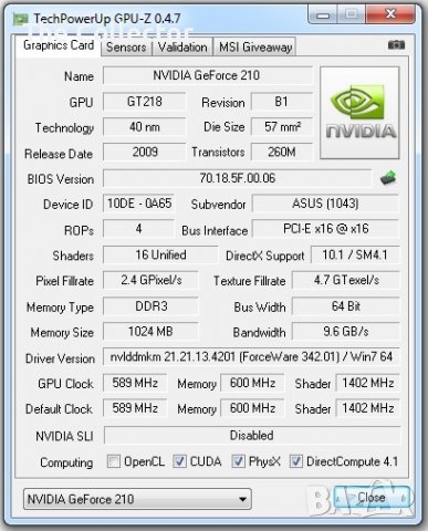 ASUS Silent GEforce 210 1GB, снимка 11 - Видеокарти - 40067790