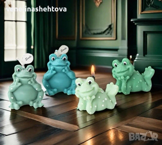 3D 2 модела седнала легнала жаба жабка Силиконов молд форма калъп за свещи гипс сапун смола 