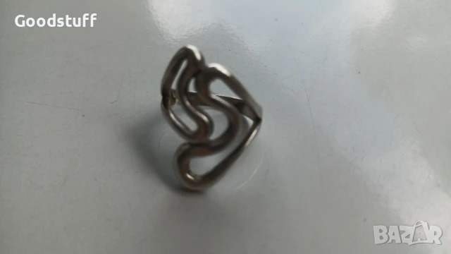 Прьстен,2 сьрца,сребьрен маркировки , снимка 6 - Пръстени - 50495211