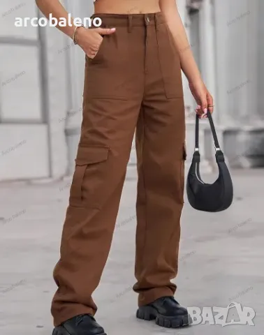 Дамски едноцветни ежедневни извънгабаритни хипстърски карго панталони, 5цвята , снимка 10 - Панталони - 47771967