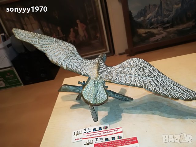 орел/сокол-46Х24Х16СМ-мед/месинг 0801230927, снимка 4 - Антикварни и старинни предмети - 39227228