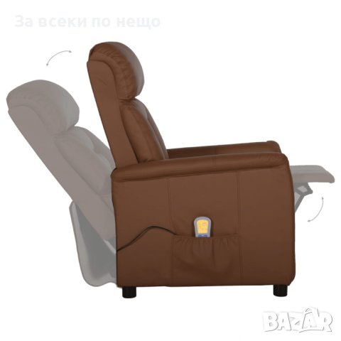 Електрически масажен наклоняем стол, кафяв, изкуствена кожа, снимка 3 - Масажори - 43785406
