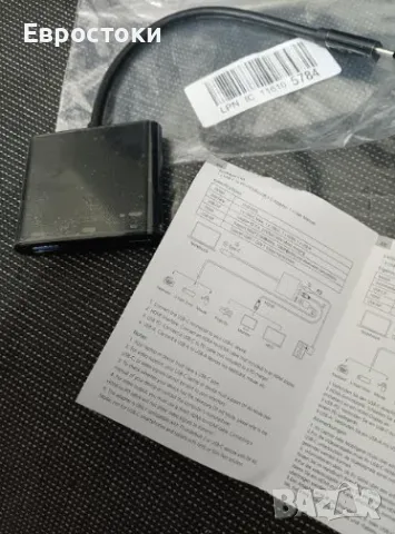 USB C към HDMI адаптер, 4K@60Hz, бързо зареждане PD 100W, USB 3.0 порт, цвят: черно, снимка 9 - Други - 48652349