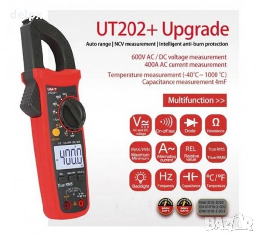 Амперклещи със зумер UT-202+ VAC/VDC | AAC | OHM | °C | F | NCV, снимка 2 - Клещи - 33613699