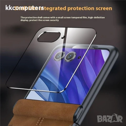 Кожен Калъф + Скрийн Протектор за Motorola Razr 60 Ultra 5G – Черен / Кафяв, Сгъваем Дизайн, снимка 3 - Калъфи, кейсове - 50745487