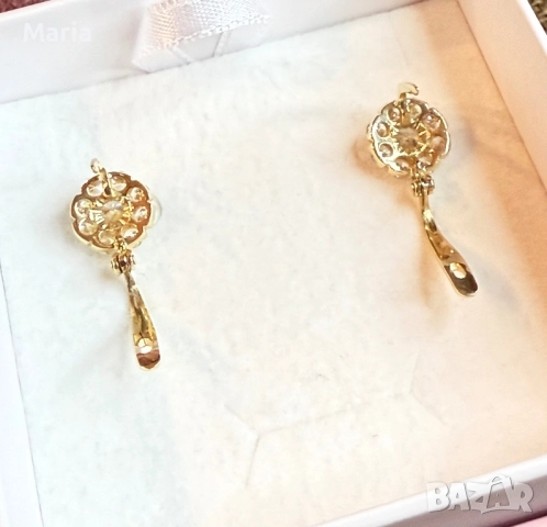 Дамски обеци жълто злато и брилянти, снимка 9 - Обеци - 52470761