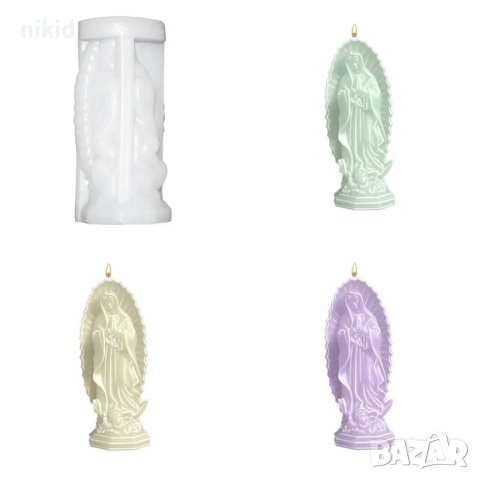 3D Висок Дева Мария Богородица религиозен силиконов молд форма фондан шоколад гипс смола свещ, снимка 2 - Форми - 43690451