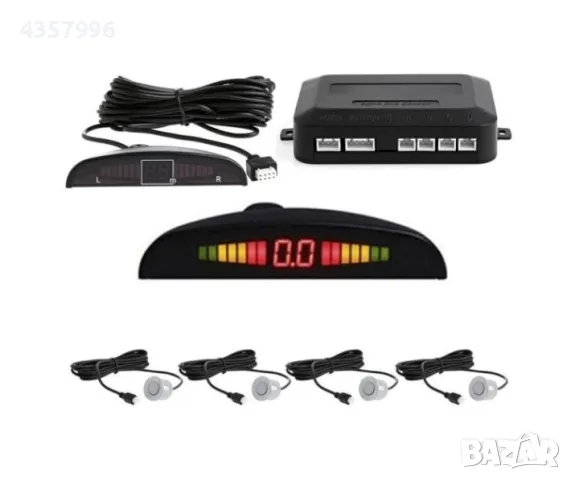 Парктроник за МПС с четири датчика, Ултразвуков, LED дисплей, Сив