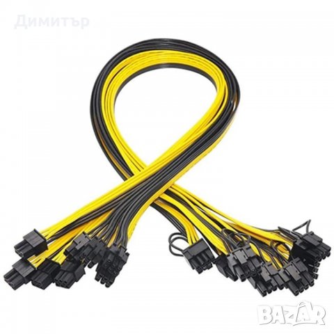 Захранващ кабел PCI-E 6-пин към 8-пин 16awg/1.5mm2