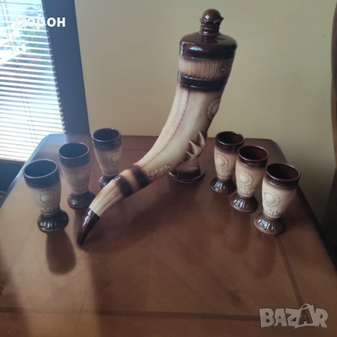 Сервиз за ракия керамичен ,декантер, снимка 11 - Сервизи - 52508458