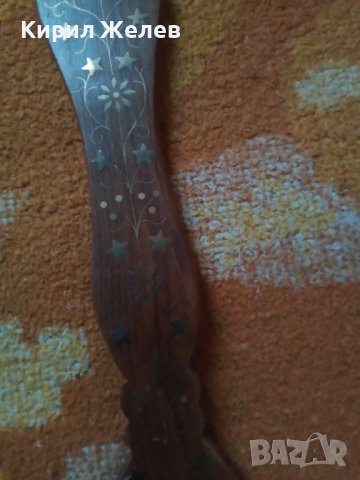 Вилица голяма дървена с Бронзови флорални орнаменти - набивки сувенир 41520, снимка 5 - Декорация за дома - 43151872