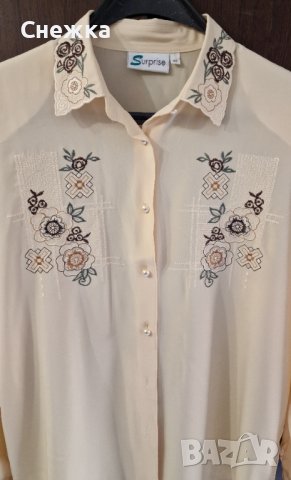 Уникална копринена риза с бродерия , снимка 2 - Ризи - 37888704